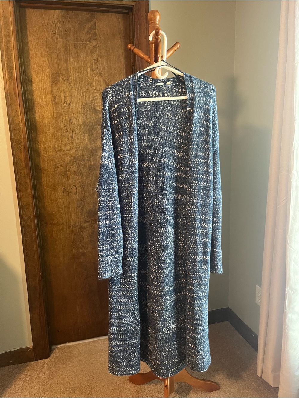 GAP Marled Navy Open-Front Long Cardigan